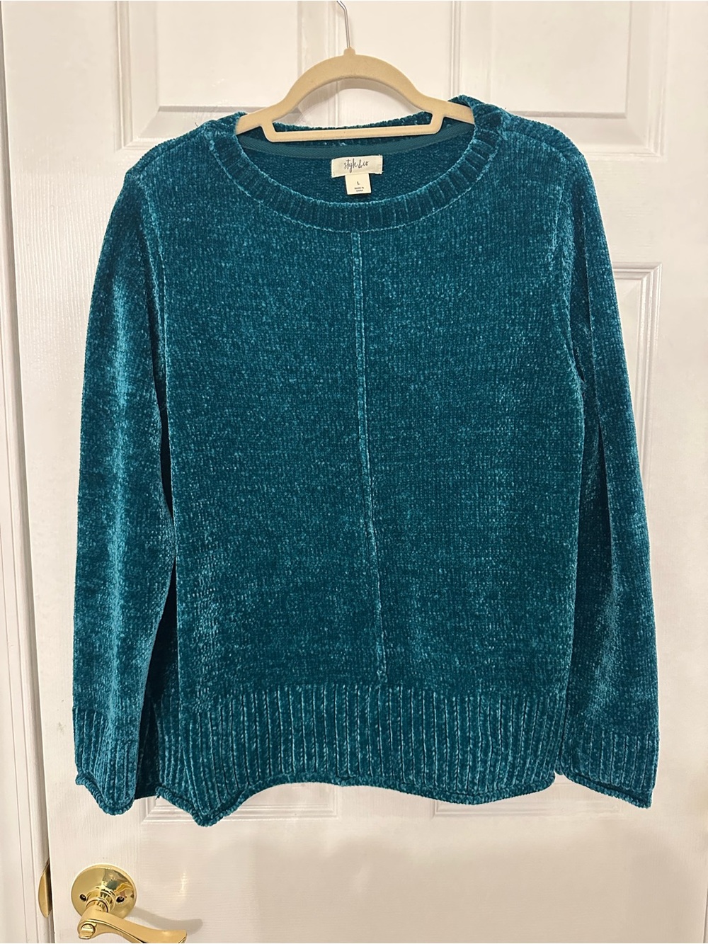 Style & Co. Teal Chenille Crewneck Sweater